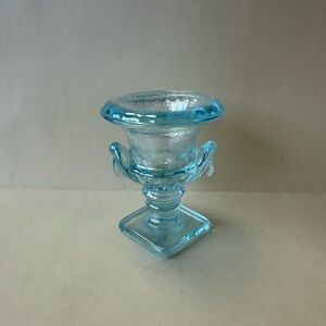 Vintage Imperial Glass Icy Blue Iridescent Urn 3" Toothpick Holder.